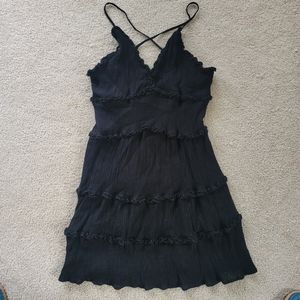 Love Tree Gina Ruffle Mini Dress Lined Size Large Black